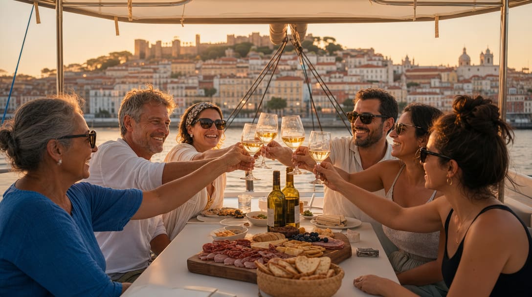 Prova de vinhos no barco em Lisboa: vinhos portugueses a bordo